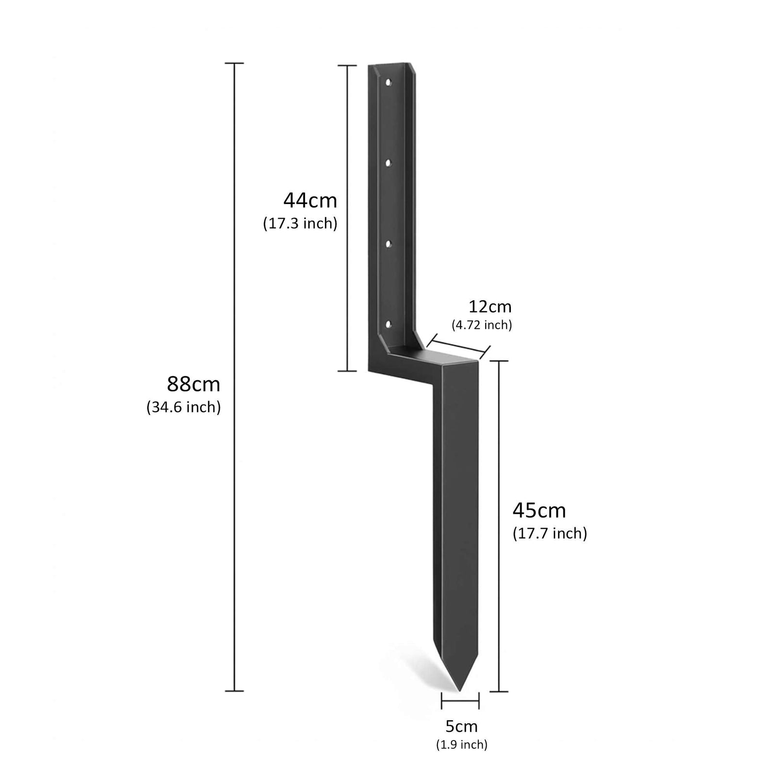 Metal Fence Post Repair Ground Anchor Stakes | Set-of-6 | Black