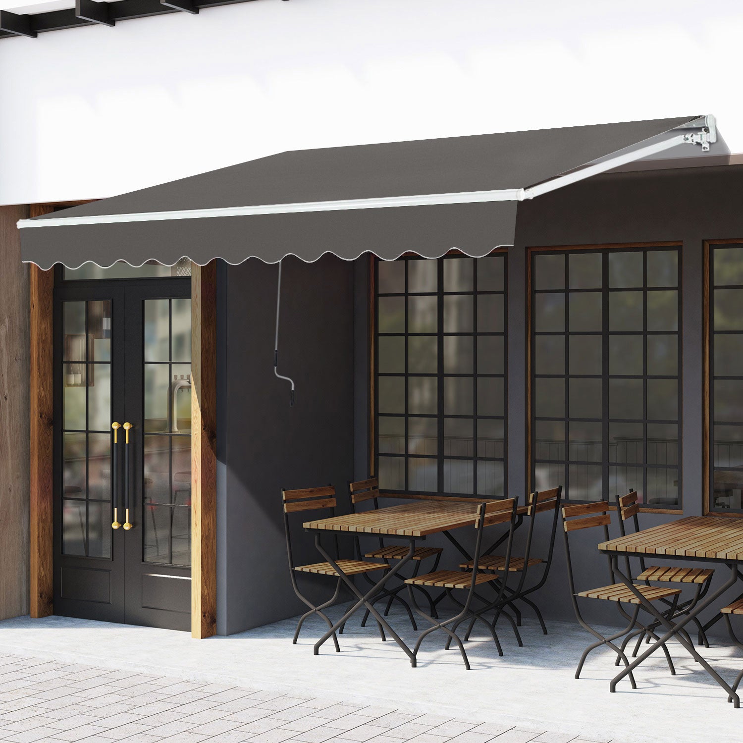 3x2m Manual Window Awning W/ Hand Crank | Gray