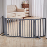 Foldable Freestanding 3/4-panel Pet Gate, Indoor Safety Barrier For Doorways, Halls & Staircases | Large | Grey