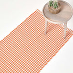 Cotton Gingham Check Rug Hand Woven | 200cm | Orange