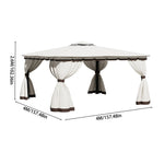 3x3m/4x4m Gazebo With Curtains Double Roof Outdoor Canopy Shelter For Garden, Patio, Or Backyard | Large | Beige