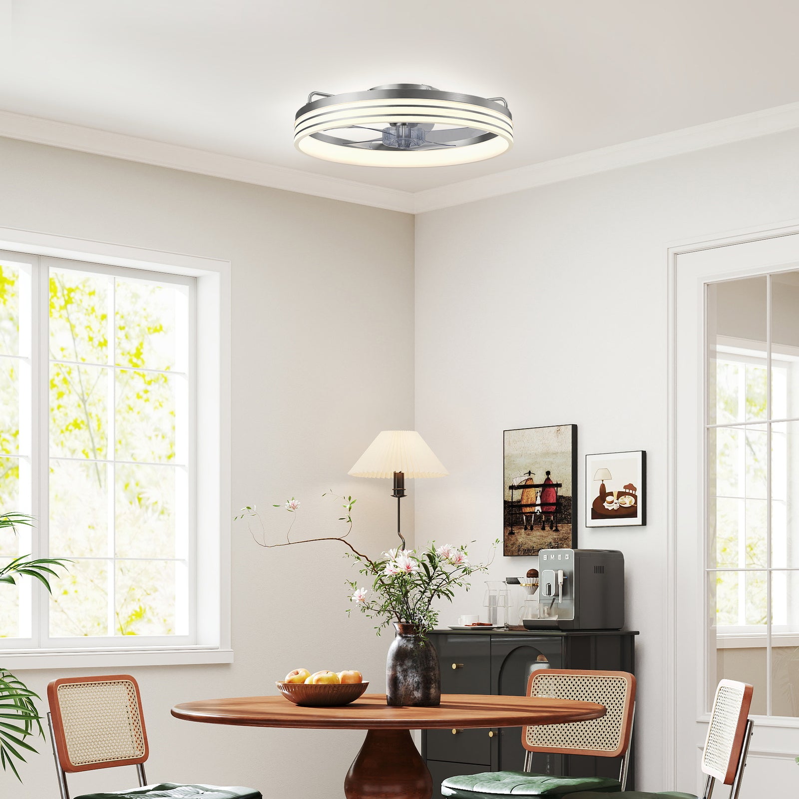 Ceiling Fan With Light And & App Control, 6 Speed, 50 Cm | Silver