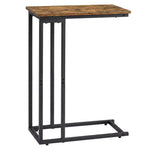 Levede Side Table C Shaped Space Saving For Sofa Bedroom Rustic Brown
