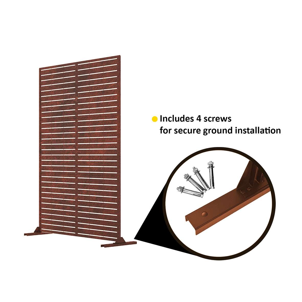 Metal Outdoor Privacy Screen 90cm X 180cm - Slats | 180cm x 90cm | Rust