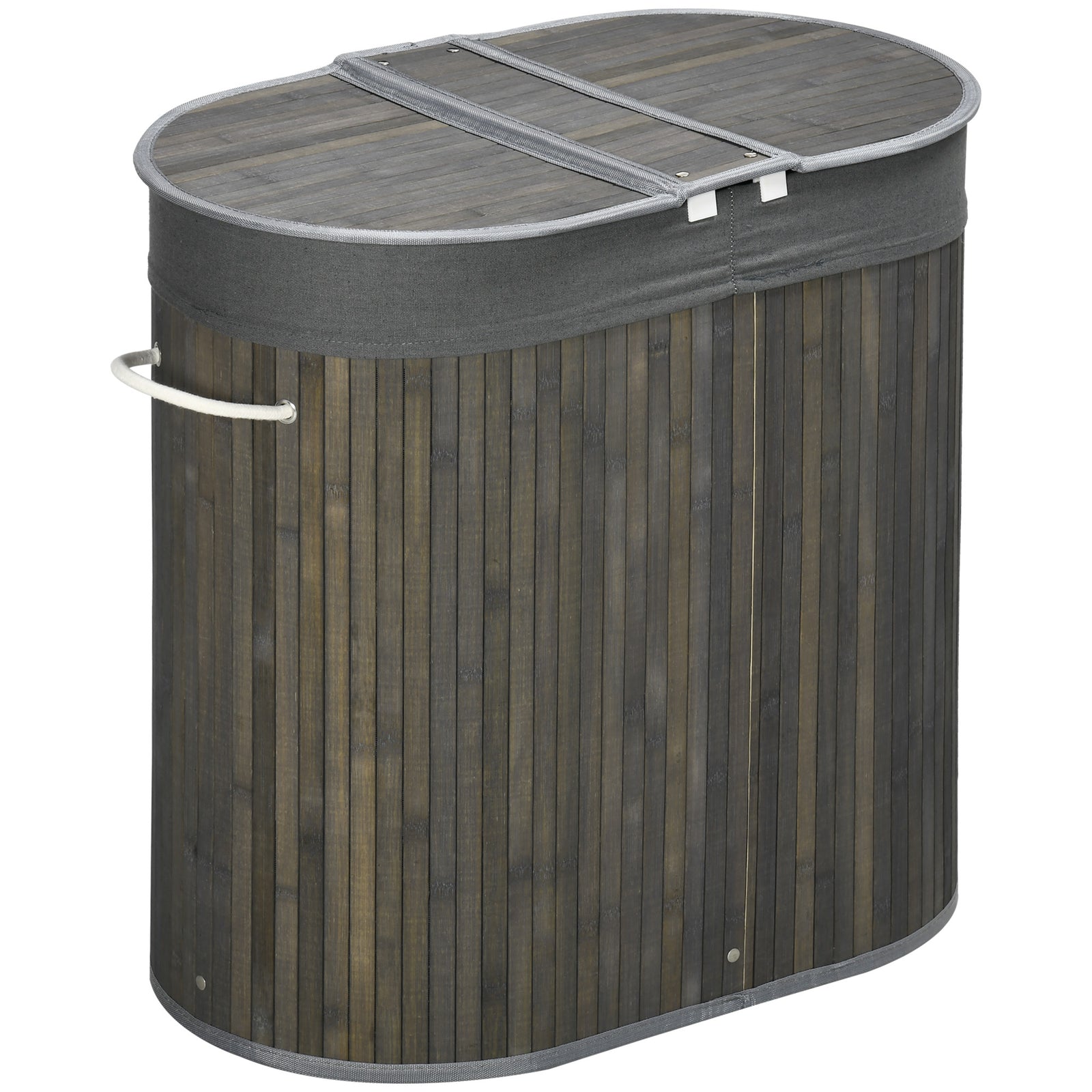 100l Bamboo Laundry Basket W/ 2 Compartments Washing Baskets | One Size