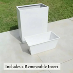 Long Zinc Galvanised Tall Trough Planter | 75cm x 25cm x 90cm | White