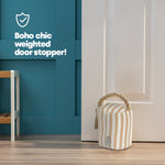 Livivo Weighted Door Stopper - Boho Chic Striped Design 1.5kg Sand-filled With Hemp Handle