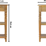 Turned Leg Telephone Table, 1 Drawer, 2 Open Shelf, Brown