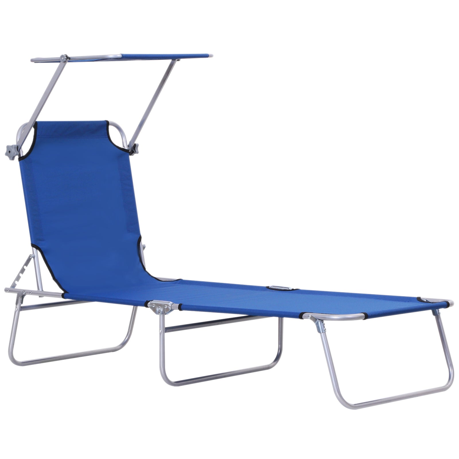 Reclining Sun Lounger Folding Recliner Garden Chair | Set of 1 | Blue