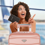 Set Of 4 Hard Suitcases Cabin & Hold Luggage - Underseat Cabin, Overhead Cabin With Medium And Large Checkin Hold Suitcases Set | Set of 4 | Rose