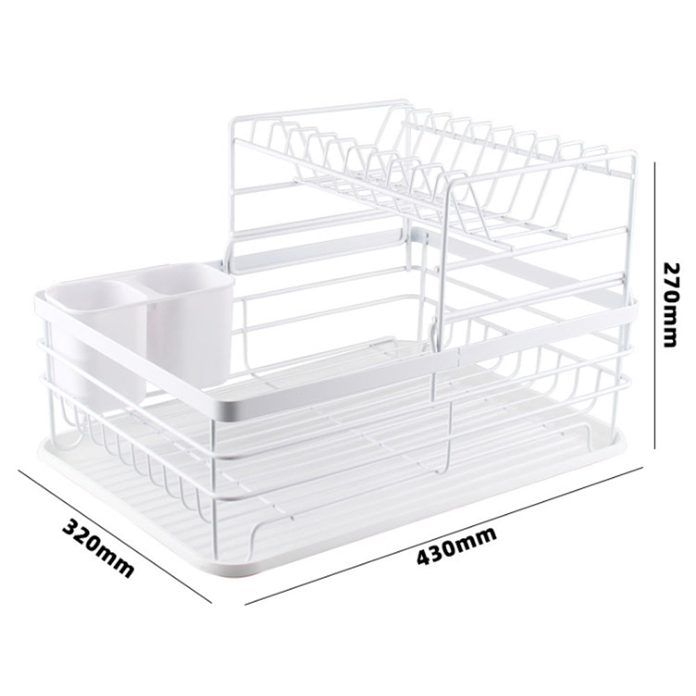 2-tier Metal Kitchen Dish Drainer Rack | White