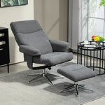 Recliner Chair With Footstool With Adjustable | Charcoal Grey