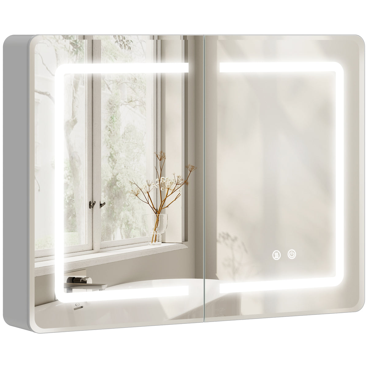 HOMCOM 60 X 80 Cm Led Bathroom Mirror Cabinet With Double-sided Mirrors