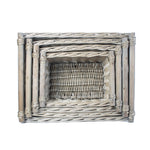 Wicker Grey Wash Wooden Handled Storage Basket | Set-of-4 | Gray