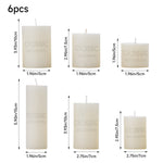 6pcs Unscented Pillar Candles Set