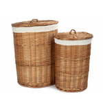 White Cotton Lined Light Steamed Round Laundry Baskets | Small | White