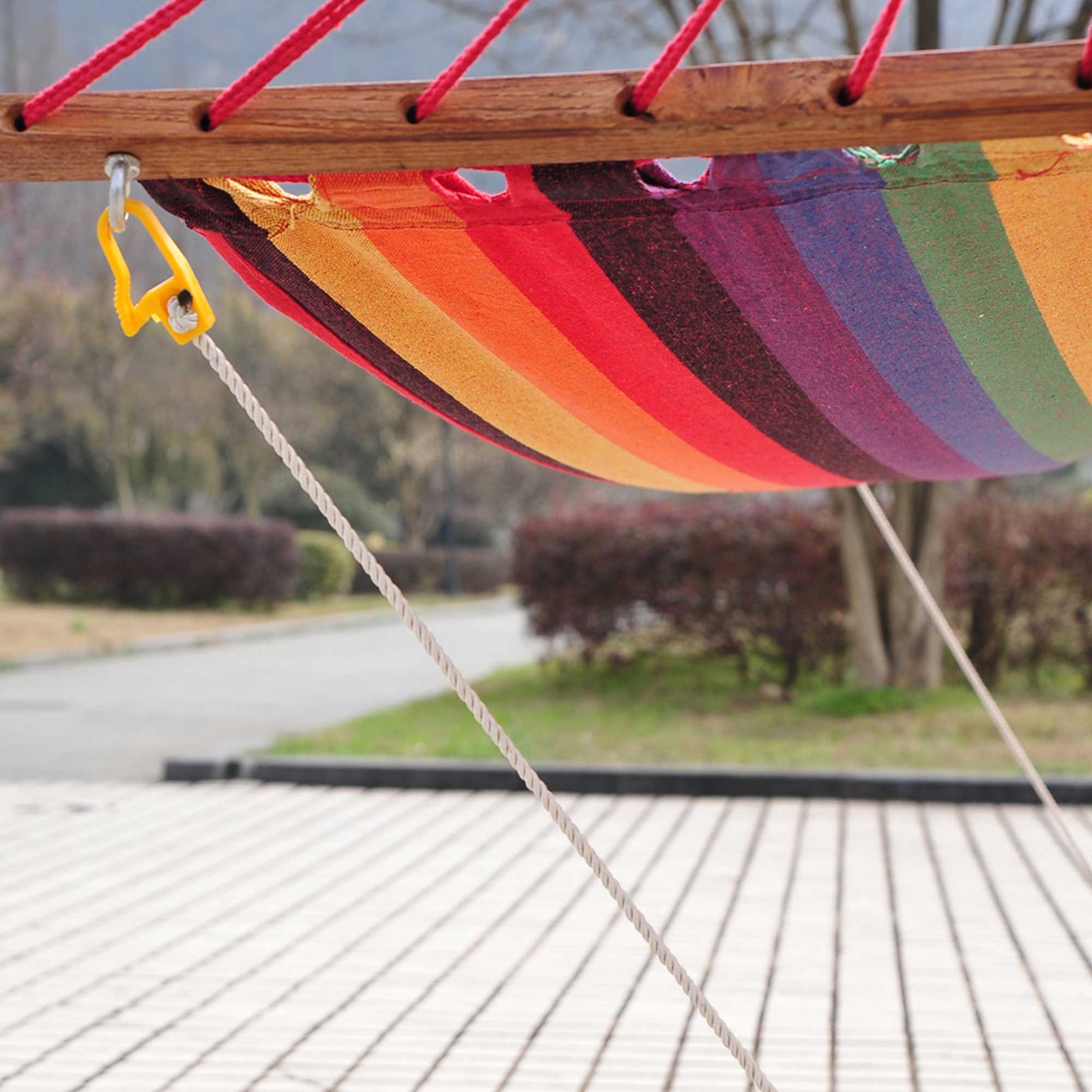 Outdoor Hammock With Stand, Arc Wooden Frame Safe Rope