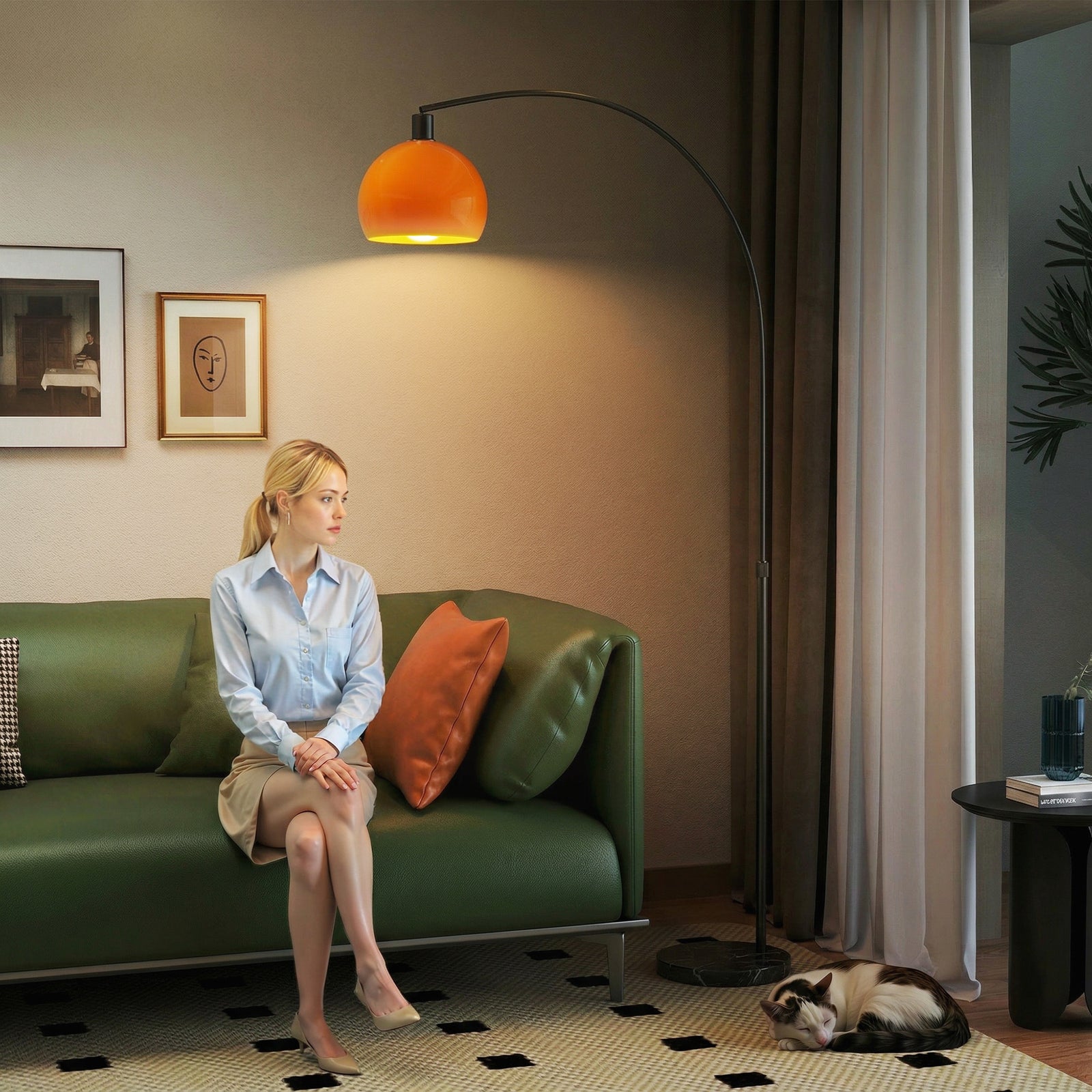 Modern Standing Lamp With Shade & Foot Switch | Black