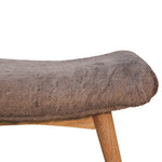 Solid Wood Mocha Faux Fur Curved Bench