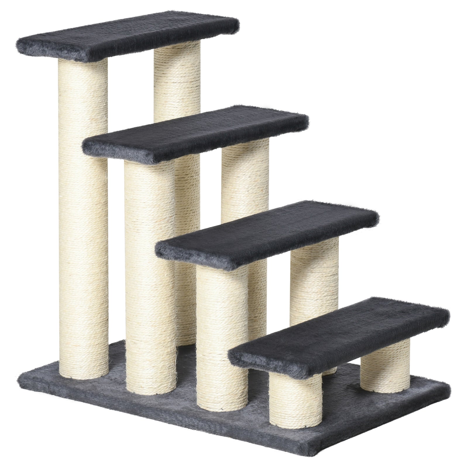 Dog Steps For Bed 4 Step Pet Stairs Ladder For Dog Cat Scratch Post Grey