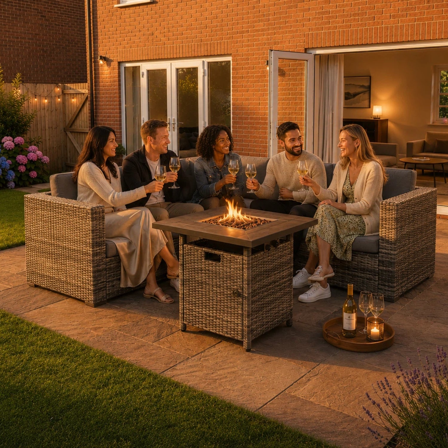 Indoor & Outdoor Living Ascot Fire Pit Garden Set