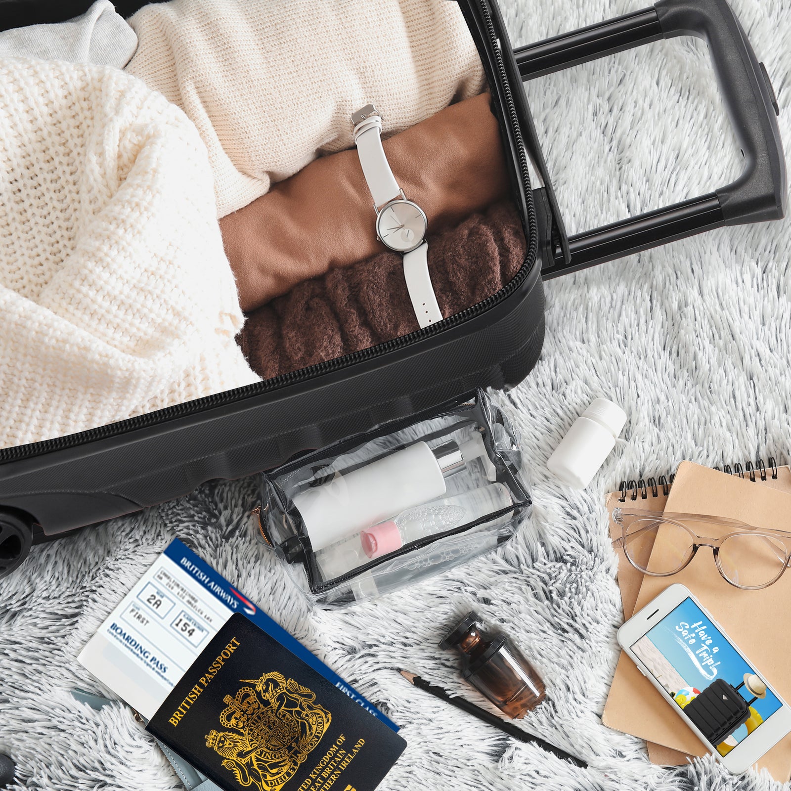 45x36x20cm Cabin Carry On Luggage with Medium Case and Large Size Check-in Hold Suitcase | Cabin | Charcoal