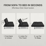 Britney Linen Sofa Bed 3 Seater | Black