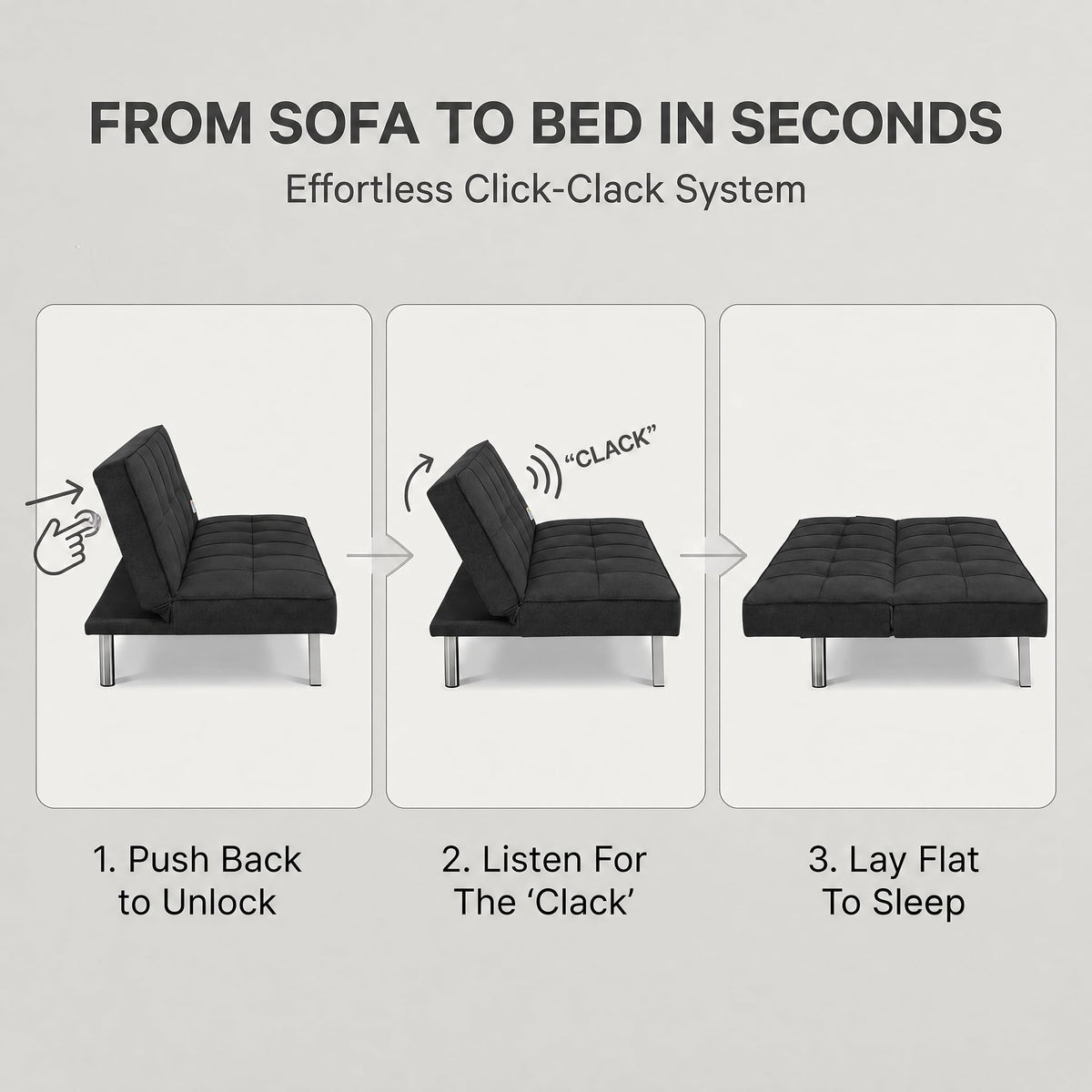 Britney Linen Sofa Bed 3 Seater | Black