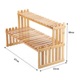 2-tier Solid Wood Compact Plant Stand Desk & Countertop Plant Display Shelf 30cm H Riser Rack