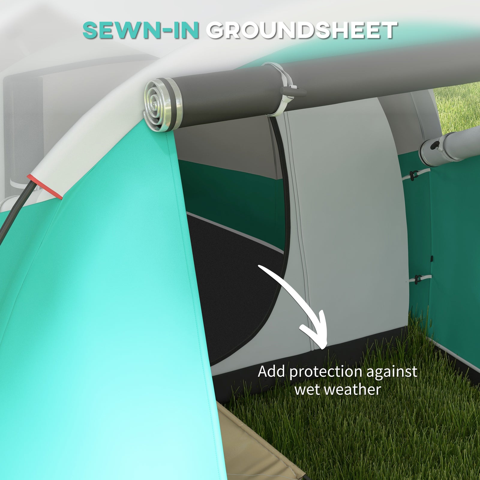 3000mm Waterproof Camping Tent W/ Porch &sewn In Groundsheet