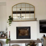 Tomi - Metal Arched Lattice Window Mirror | 95cm x 120cm | Gold