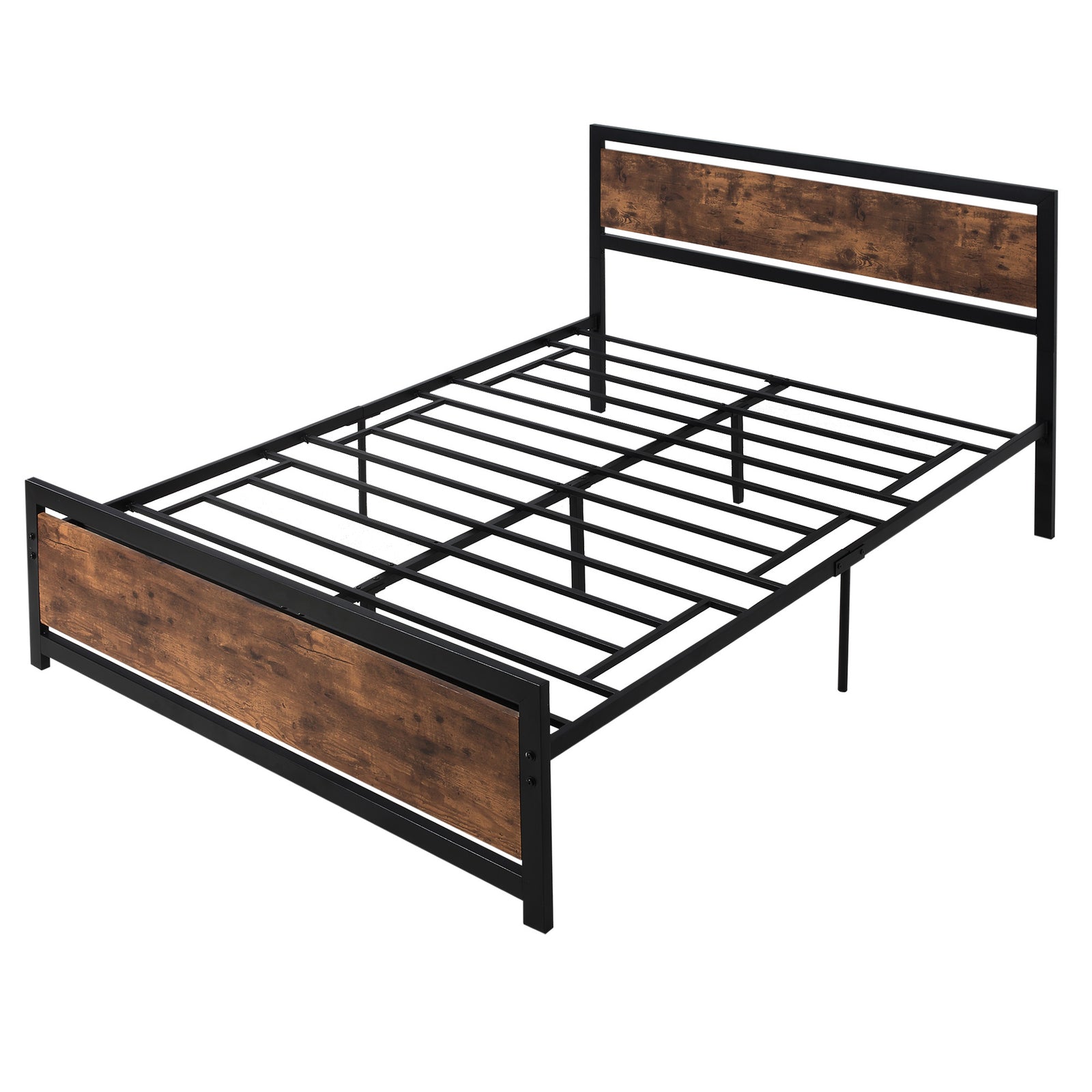 Single/double/king Metal Bed Frame With Headboard Footboard | King | Brown