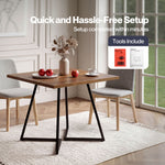 Dining Table Square Dining Table 80cm 25mm Metal Frame Mdf Walnut | Brown