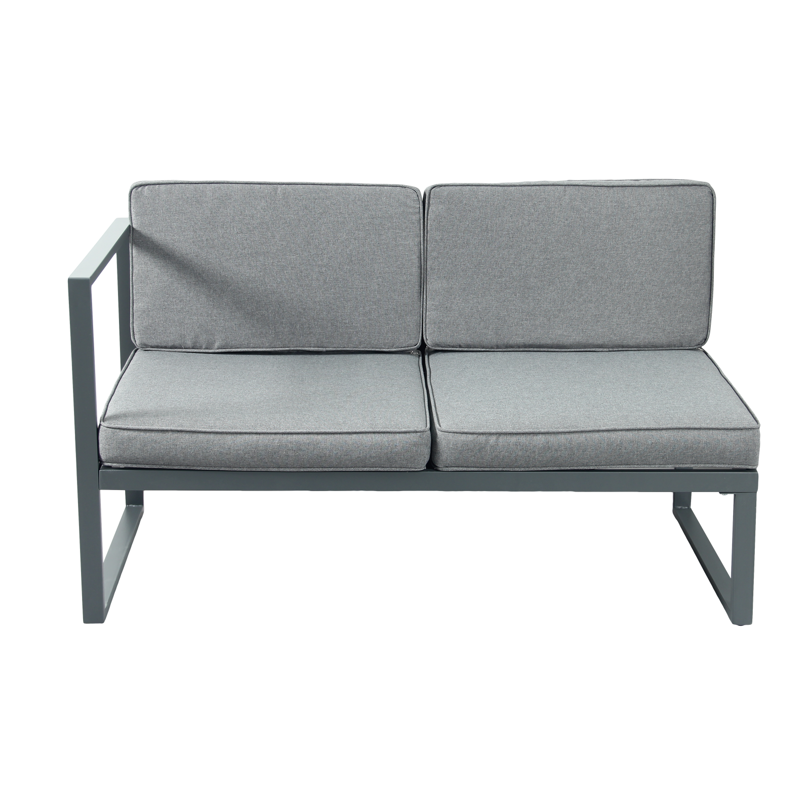 Chester Grey Modern Metal Patio Furniture Set - 5 Seat Corner Sofa With Coffee Table | Gray