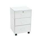 Breeins White Lockable 3-drawer Filing Cabinet With Casters