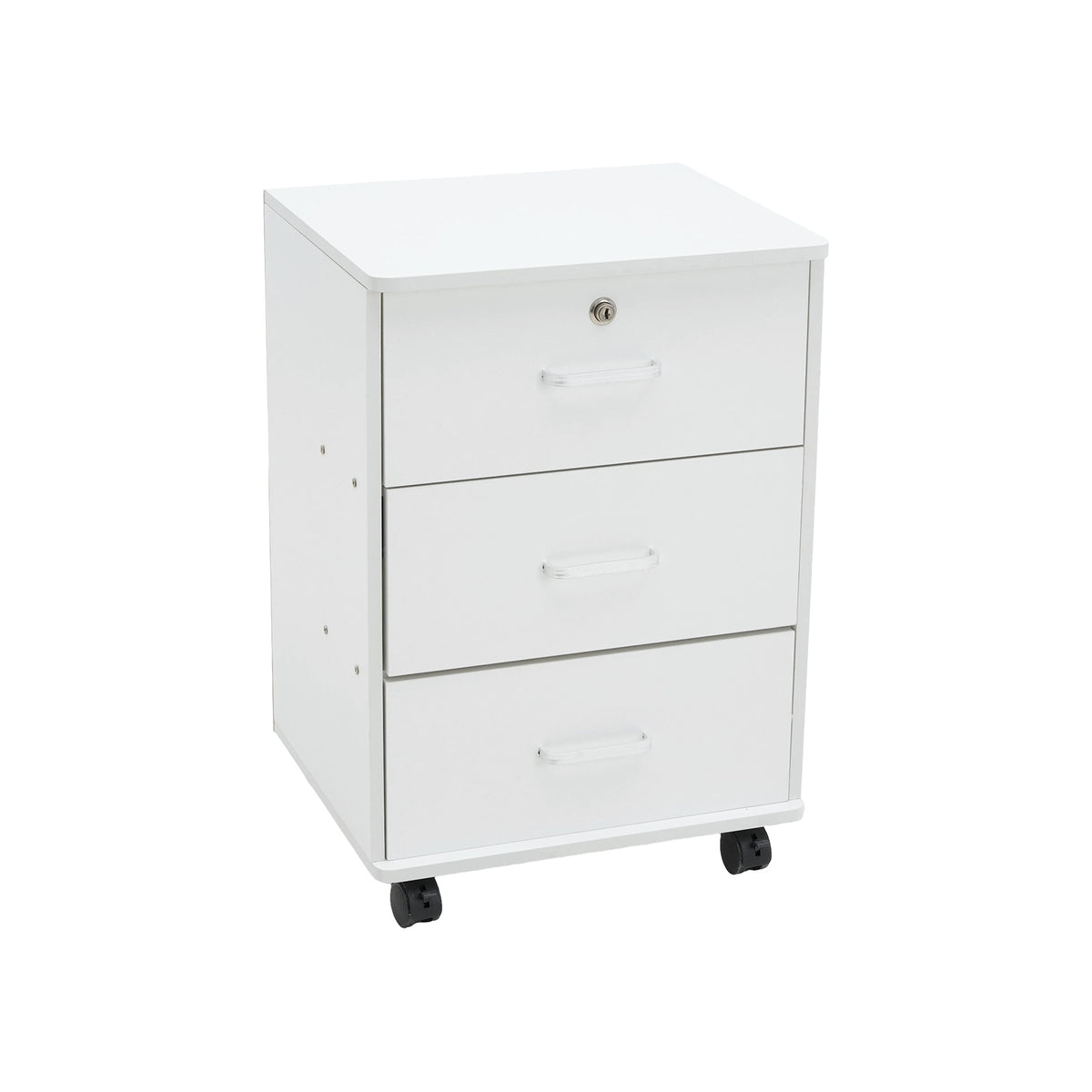 Breeins White Lockable 3-drawer Filing Cabinet With Casters