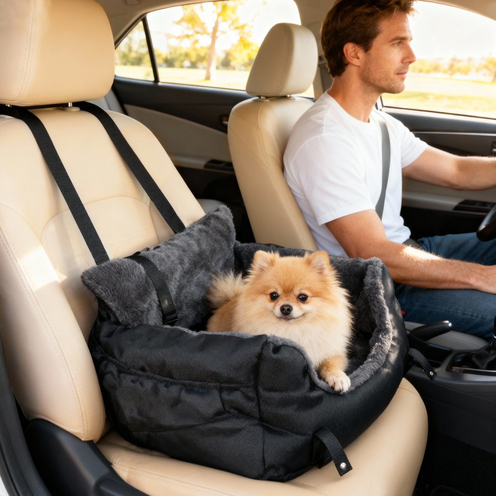 Dog Car Seat For Small Dogs, Dog Booster Car Seat With Fixed Buckle