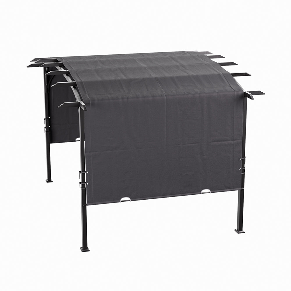 Dark Grey Curved Retractable Outdoor Awning Canopy 360 cm W x283cm D x227cm H, Heavy-Duty Steel Frame