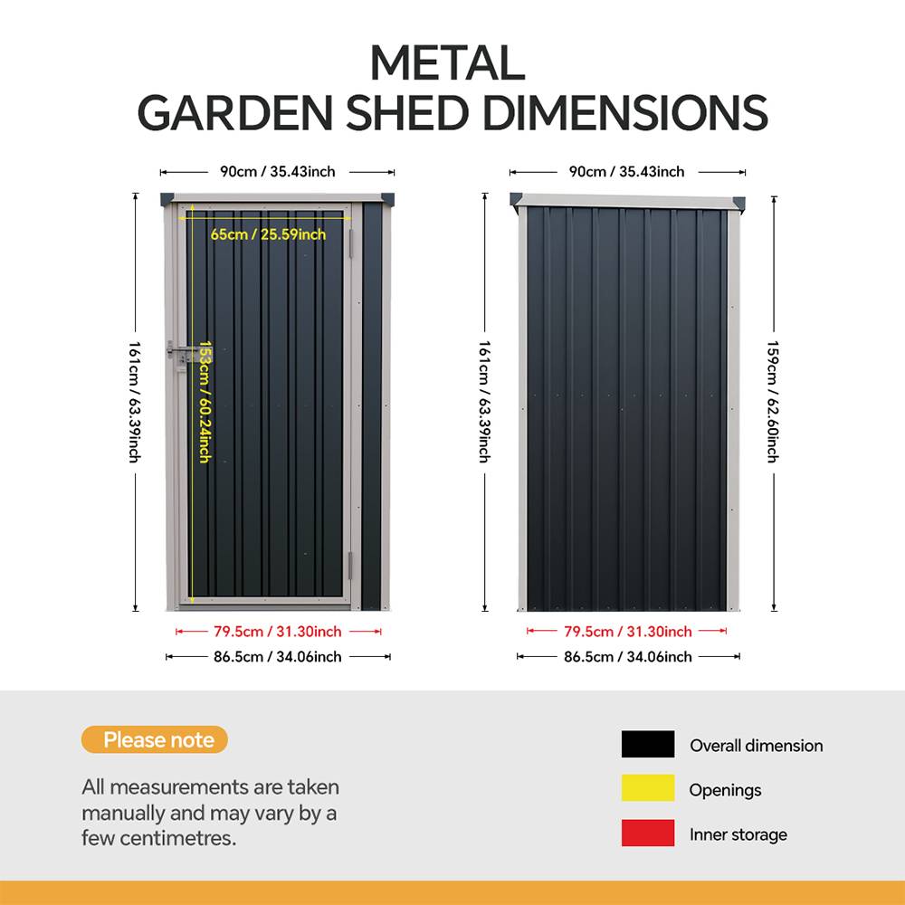 3x3 Ft Pent Roof Garden Tool Shed With Lockable Door & Padlock