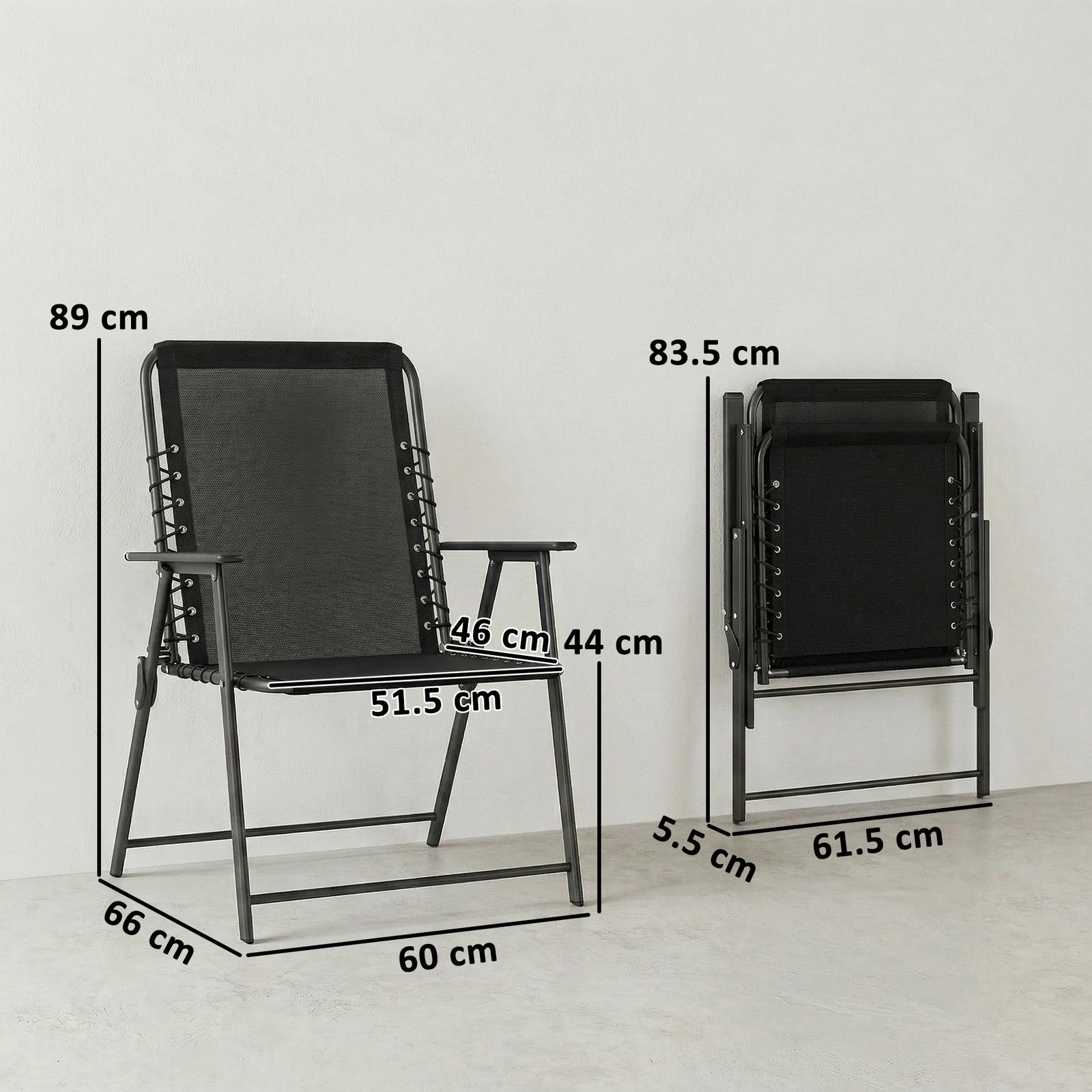 Folding Garden Chairs, Outdoor Chairs Set | Set-of-4 | Black