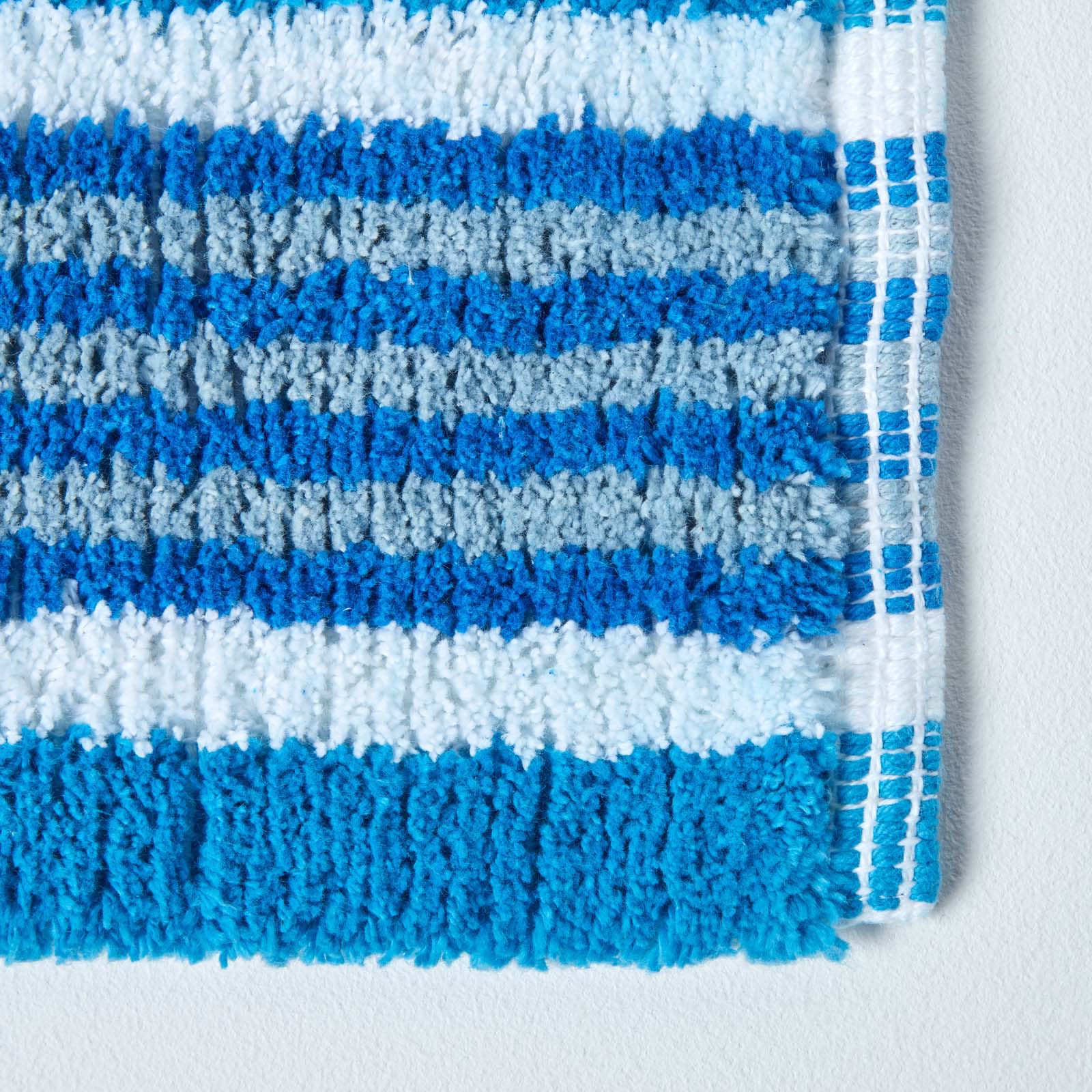 Handloomed Striped Cotton Bath Mat | 40 x 60cm | Blue