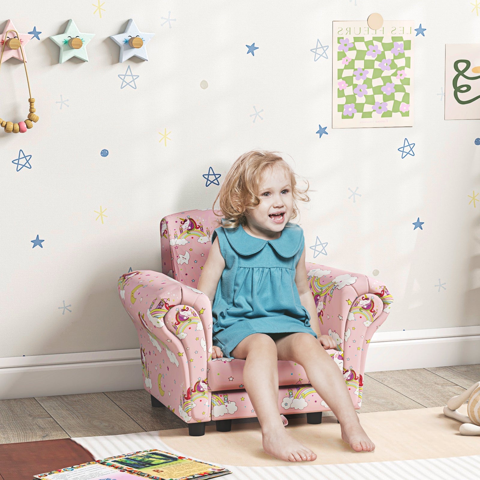 2 Piece Kids Sofa Set With Dinosaur Design, For Nursery | Pink
