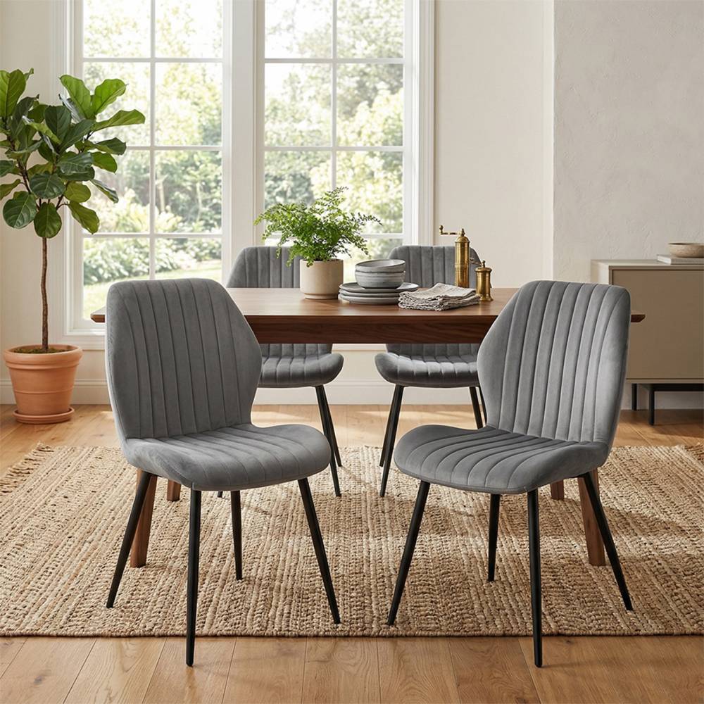 Set Of 4 Chic Dining Chairs | Grey