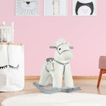Kids Plush Ride-on Rocking Horse With Plush Toy Sound Handle Grip | White