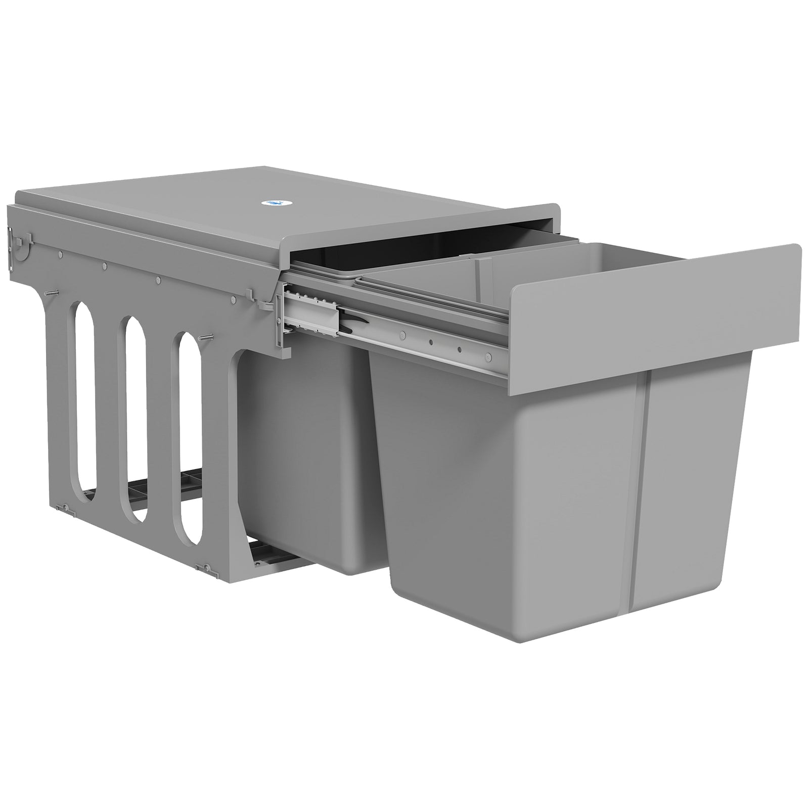 HOMCOM Soft Close Pull Out Bin, Under Sink Bin - 2 Compartments (15l Each)