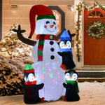 6ft Inflatable Three Cute Penguins Building Snowman Christmas