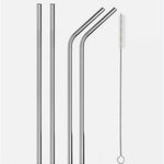 Reusable Straws Drinks Set Brush Stainless Steel 4pcs