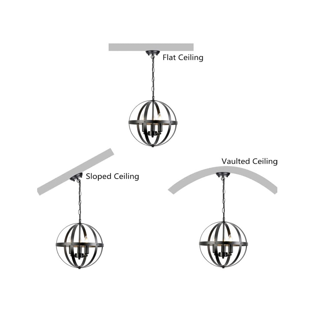 Bath Plus TB+ Black Globe Industrial Vintage Pendant Light