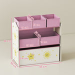 3-tier Kids Storage Shelf With 6 Removable Fabric Boxes | Pink