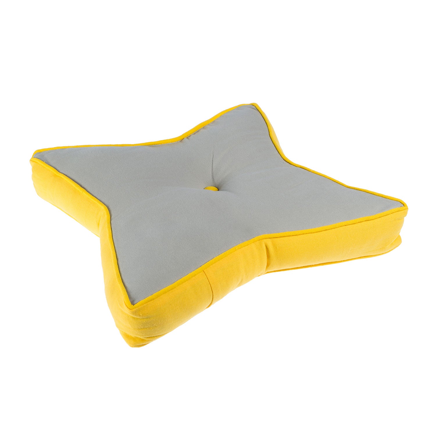 Star Shaped Floor Cushion | Yellow & Grey